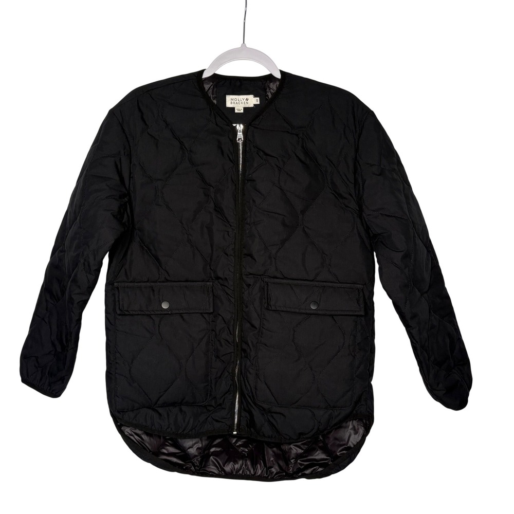 Molly Bracken Black Onion Quilted Zip Up Jacket Gorpcore Utility Minimalist S